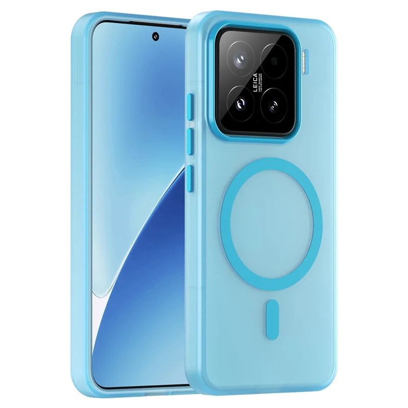 Til Xiaomi 15 Skærm, kompatibel med MagSafe, TPU + PC, slank mat translucent telefonbeskyttelse - Blå