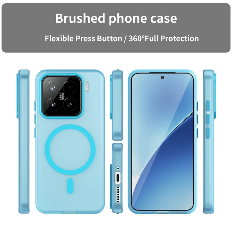 Til Xiaomi 15 Skærm, kompatibel med MagSafe, TPU + PC, slank mat translucent telefonbeskyttelse - Blå