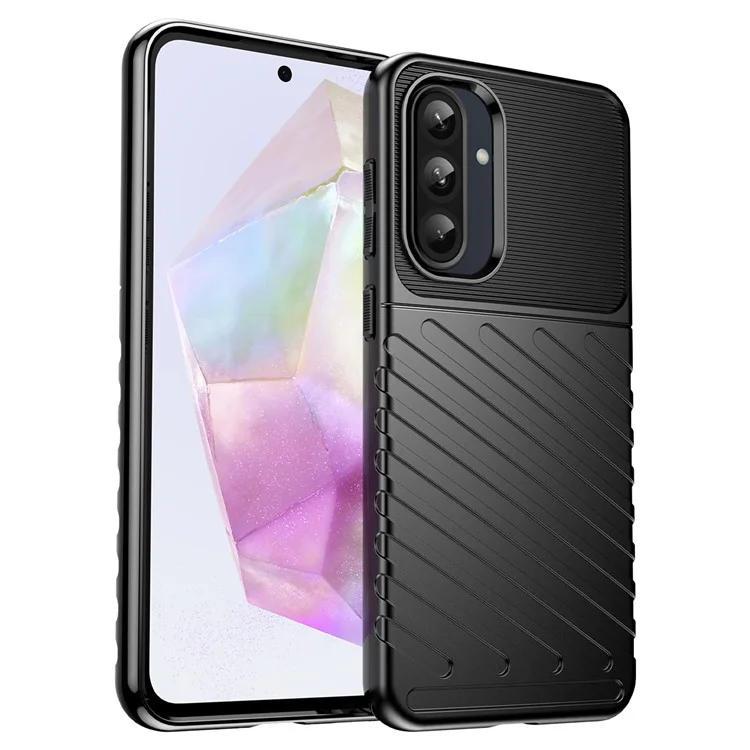Custodia per Samsung Galaxy A36 5G / A56 5G, texture a spina di pesce TPU, protezione antiurto - Nero