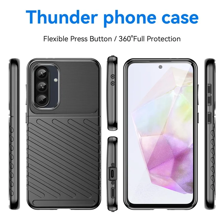 Custodia per Samsung Galaxy A36 5G / A56 5G, texture a spina di pesce TPU, protezione antiurto - Nero