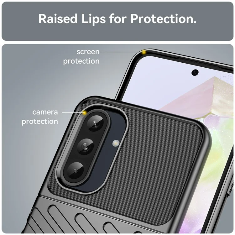 Custodia per Samsung Galaxy A36 5G / A56 5G, texture a spina di pesce TPU, protezione antiurto - Nero
