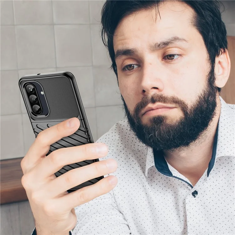 Чехол для Samsung Galaxy A26 5G, твиловая текстура, ударопрочный защитный чехол для телефона - черный