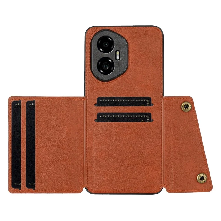 Custodia per Honor 300 con slot per schede, supporto, pelle + cover per telefono in TPU - Marrone