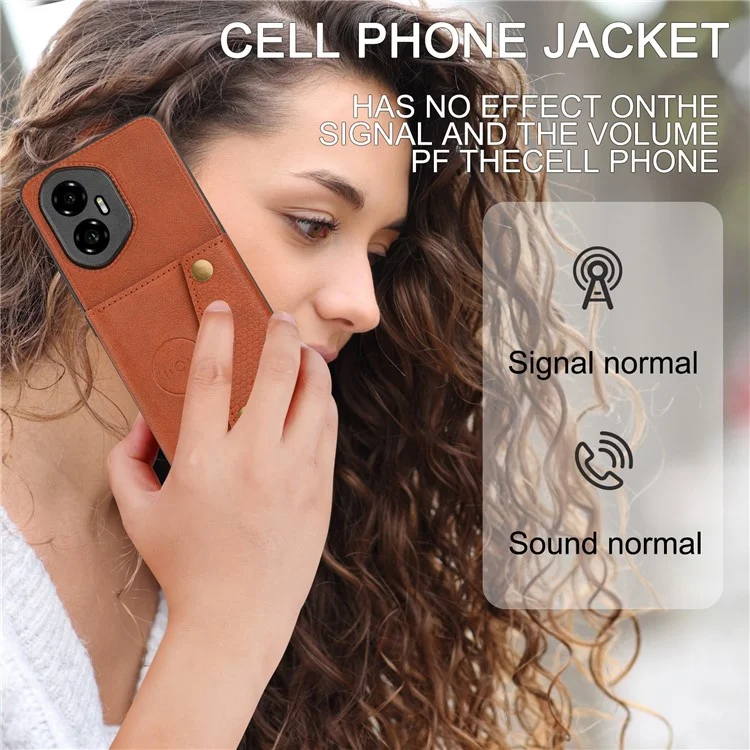 Custodia per Honor 300 con slot per schede, supporto, pelle + cover per telefono in TPU - Marrone