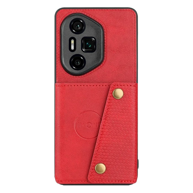 Für Ehre 300 Ultra-Hülle mit Kartenschlitzen, Ständer, Leder + TPU-Telefonabdeckung - Rot