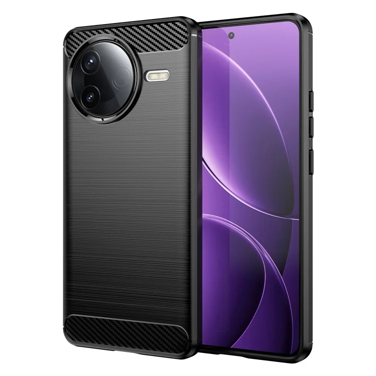 Funda para Xiaomi Redmi K80 5G, textura de fibra de carbono cepillada, tapa trasera del teléfono - Negro
