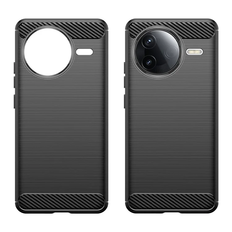 Funda para Xiaomi Redmi K80 5G, textura de fibra de carbono cepillada, tapa trasera del teléfono - Negro