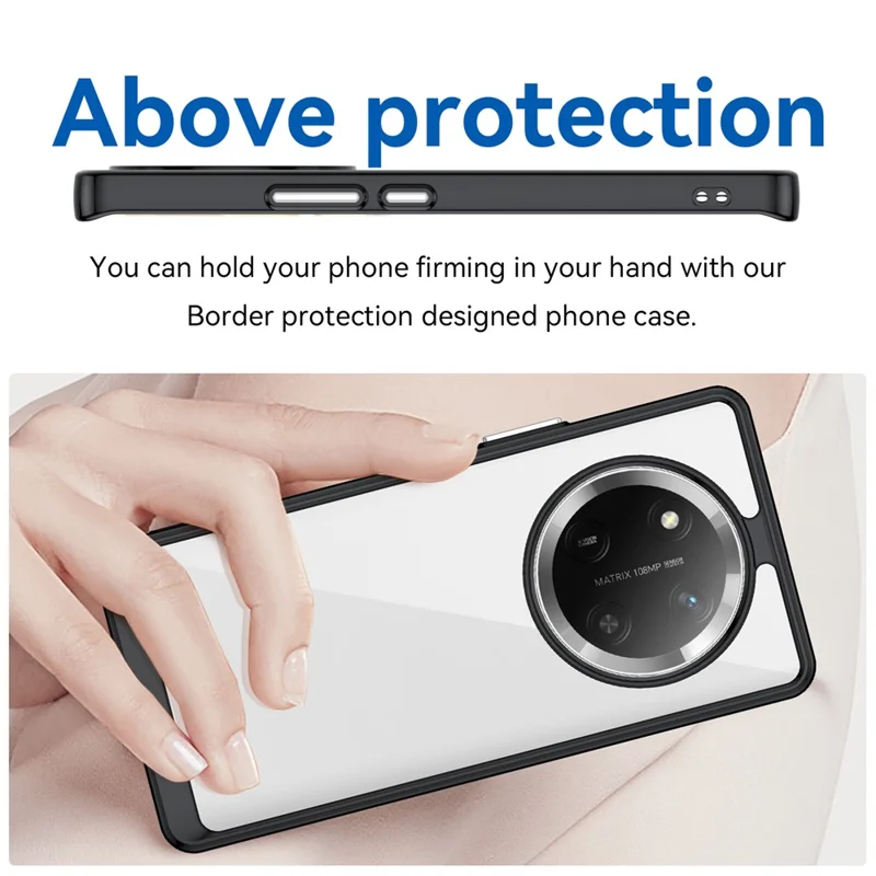 Coque de protection transparente en TPU + acrylique pour For Honor X9c 5G / Magic7 Lite 5G / X60 Pro 5G - Noir