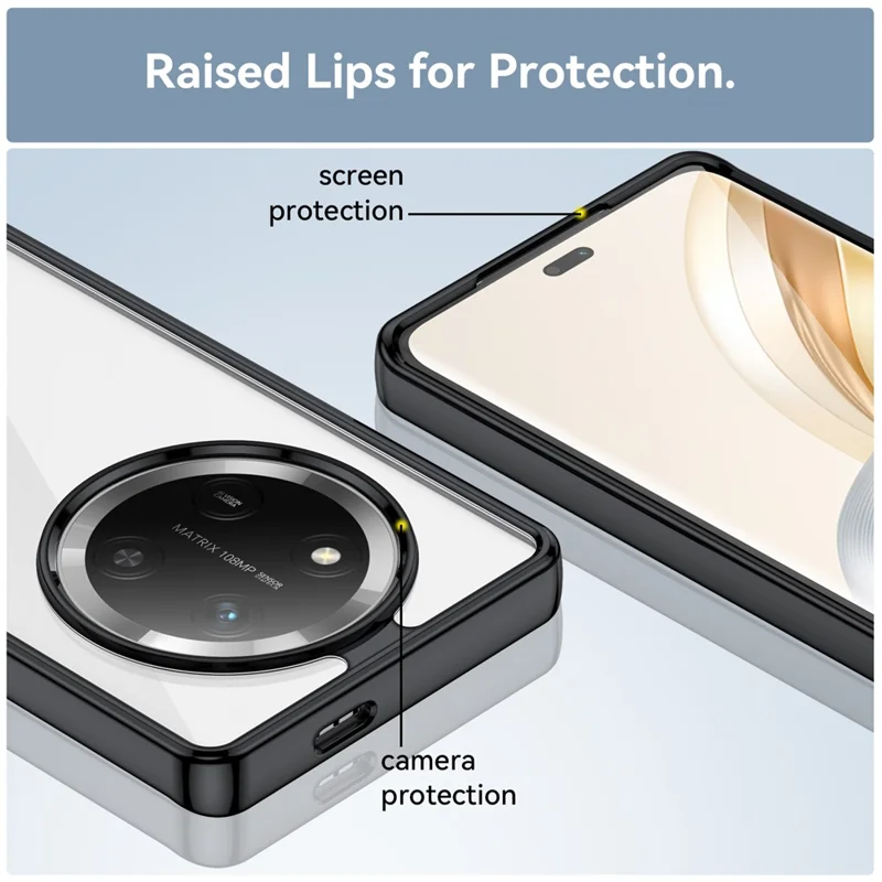 Coque de protection transparente en TPU + acrylique pour For Honor X9c 5G / Magic7 Lite 5G / X60 Pro 5G - Noir