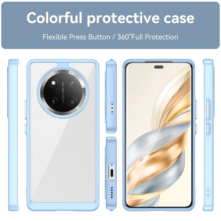 Capa para For Honor X9c 5G / Magic7 Lite 5G / X60 Pro 5G TPU + Acrílico Protetora Transparente - Azul