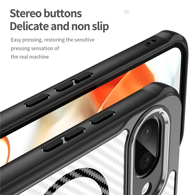 Funda para Google Pixel 9a compatible con MagSafe, cubierta de teléfono híbrida de fibra de carbono - Negro