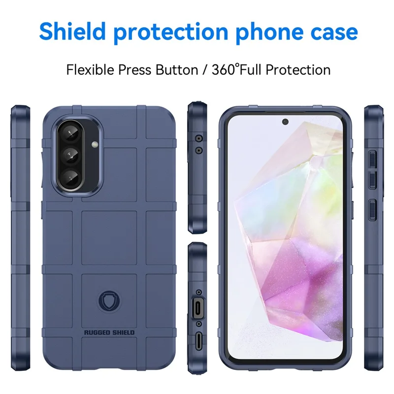 For Samsung Galaxy A56 5G / A36 5G Case Grid Design Soft TPU Scratch-Proof Phone Cover - Blue