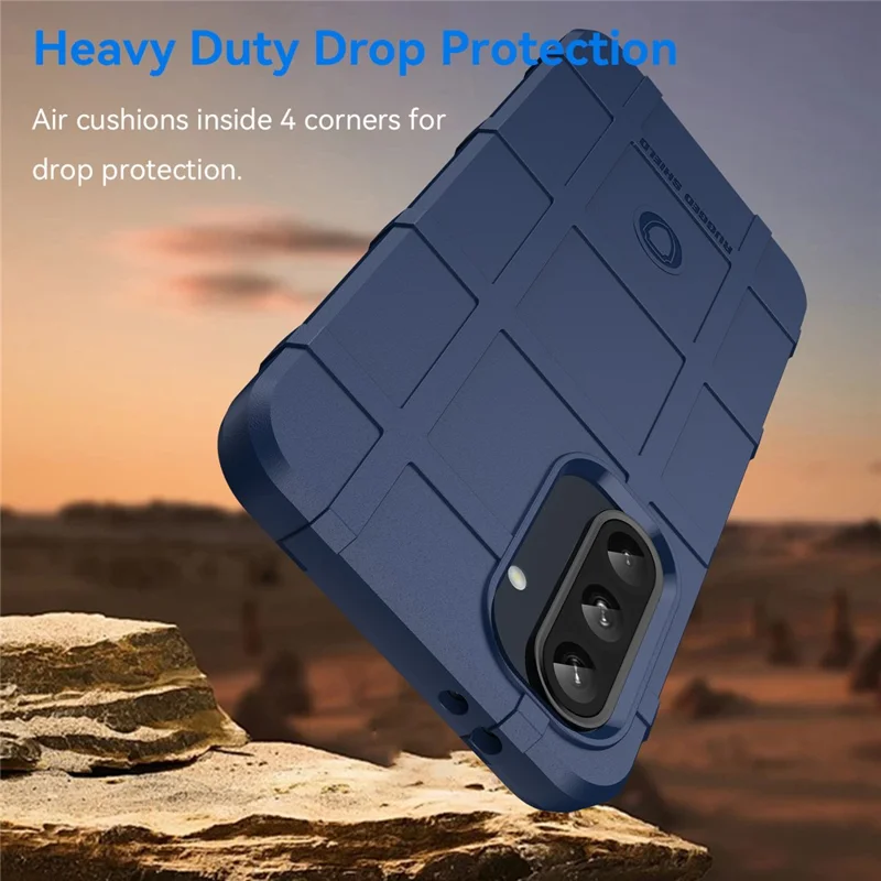 For Samsung Galaxy A56 5G / A36 5G Case Grid Design Soft TPU Scratch-Proof Phone Cover - Blue