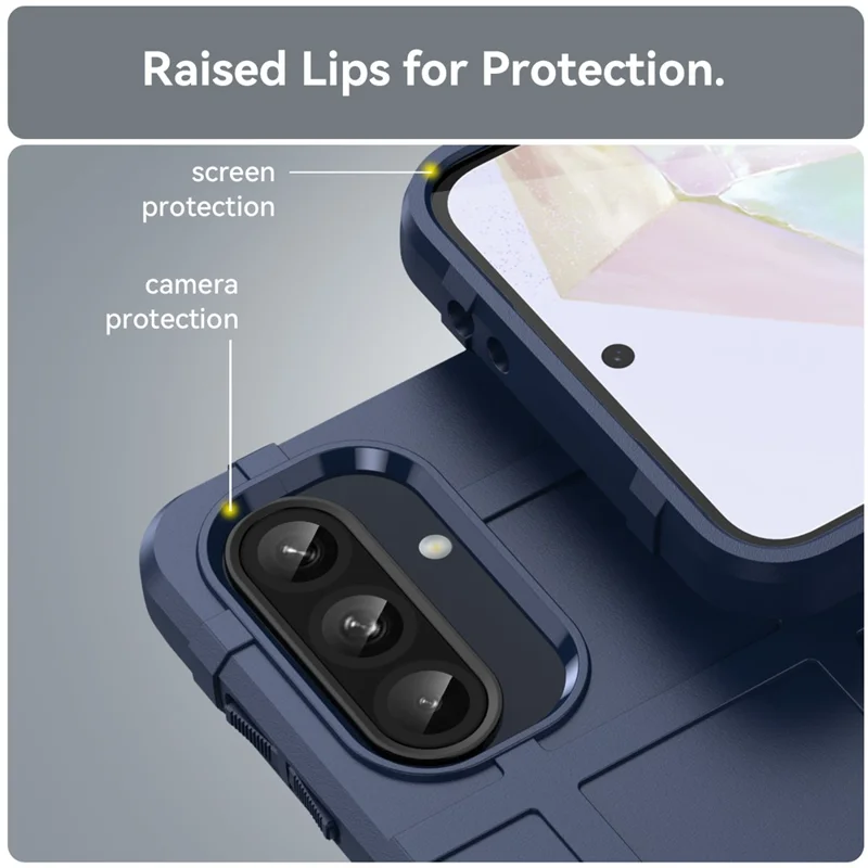 For Samsung Galaxy A56 5G / A36 5G Case Grid Design Soft TPU Scratch-Proof Phone Cover - Blue