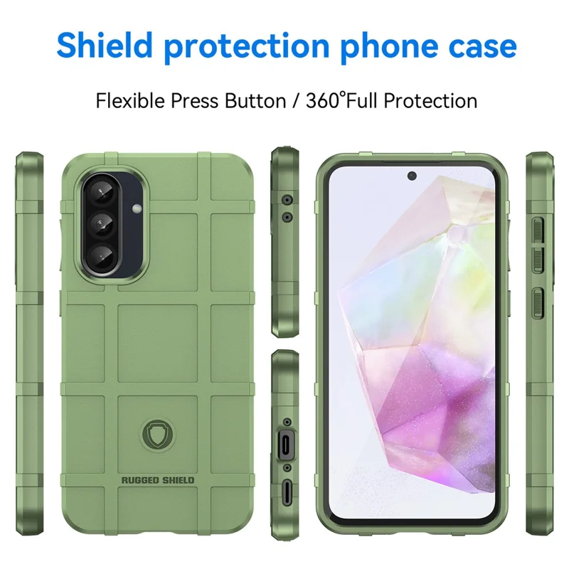 For Samsung Galaxy A56 5G / A36 5G Case Grid Design Soft TPU Scratch-Proof Phone Cover - Green