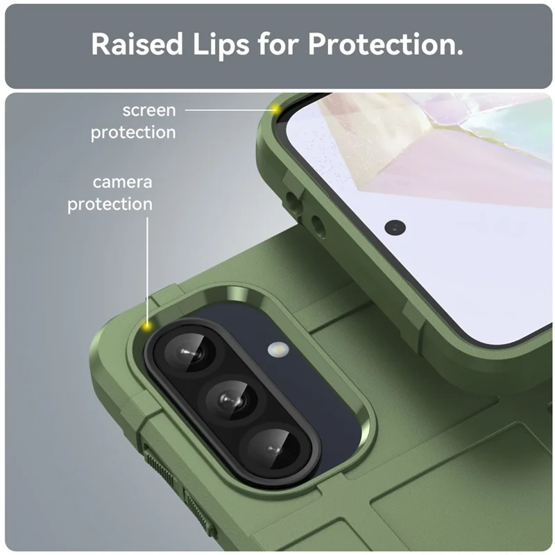 For Samsung Galaxy A56 5G / A36 5G Case Grid Design Soft TPU Scratch-Proof Phone Cover - Green