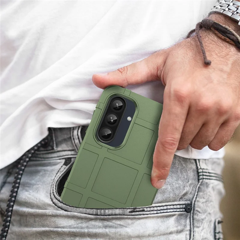 For Samsung Galaxy A56 5G / A36 5G Case Grid Design Soft TPU Scratch-Proof Phone Cover - Green