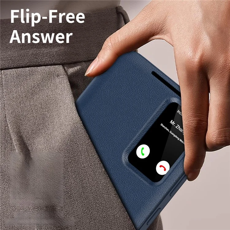Für Samsung Galaxy S24 Leder-Handyhülle mit Sichtfenster und Kartenschlitz - Saphir