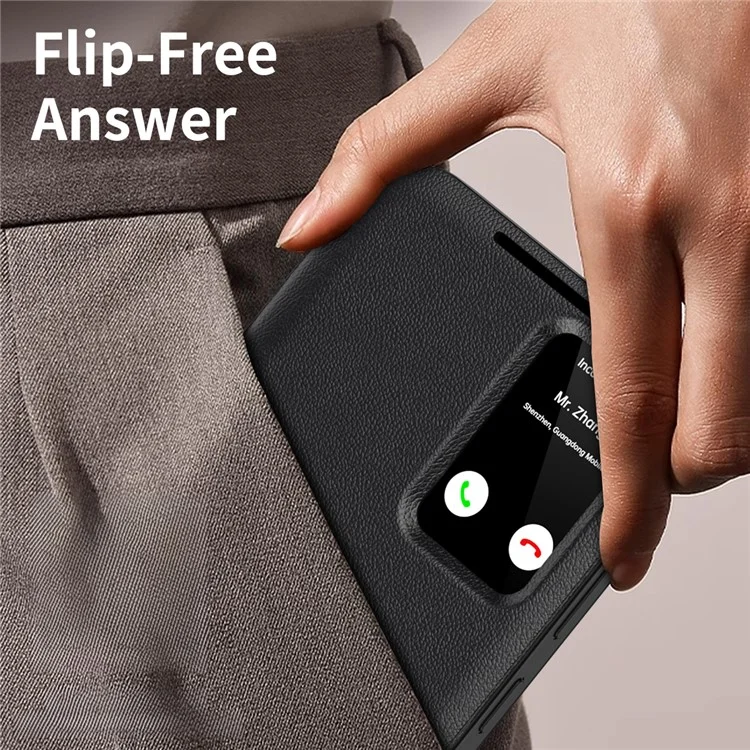Custodia in pelle per Samsung Galaxy S25+ con finestra di visualizzazione e slot per schede - Nero