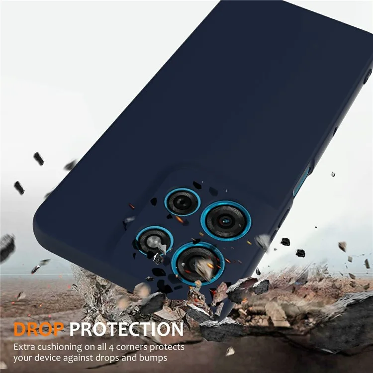 For Motorola Moto G75 5G Case Compatible with MagSafe Liquid Silicone Phone Cover with Lanyard - Dark Blue