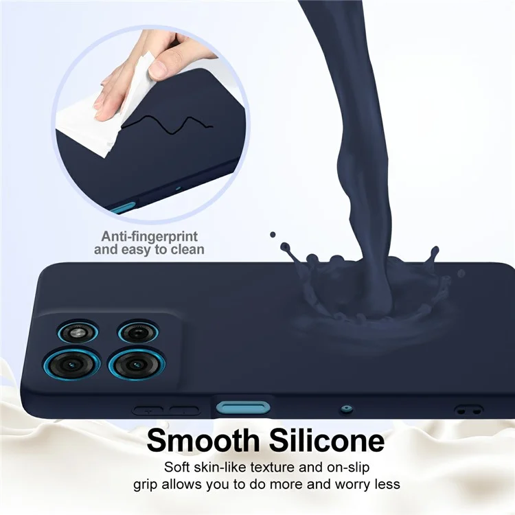 For Motorola Moto G75 5G Case Compatible with MagSafe Liquid Silicone Phone Cover with Lanyard - Dark Blue