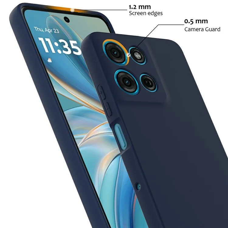 For Motorola Moto G75 5G Case Compatible with MagSafe Liquid Silicone Phone Cover with Lanyard - Dark Blue