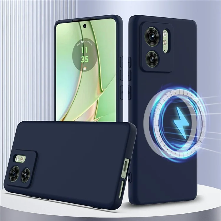 Capa para Motorola Edge (2023) 5G compatível com MagSafe, capa de silicone líquido para telefone com cordão - Azul escuro