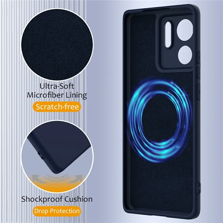 Capa para Motorola Edge (2023) 5G compatível com MagSafe, capa de silicone líquido para telefone com cordão - Azul escuro