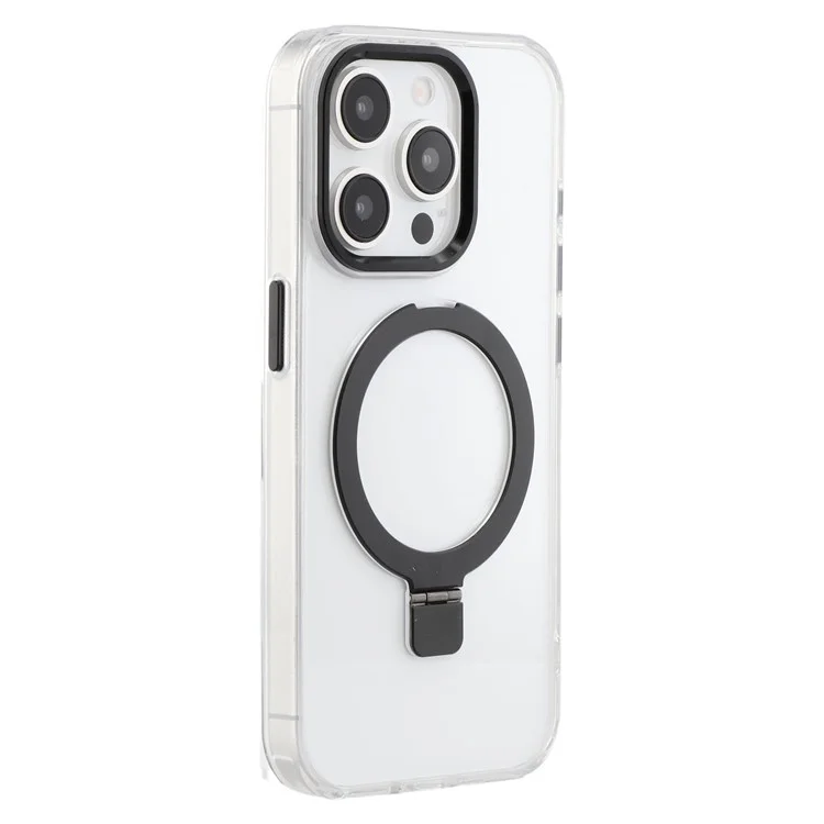 Чехол для iPhone 15 Pro совместимый с MagSafe, подставкой, ТПУ + ПК прозрачный чехол для телефона - Черный