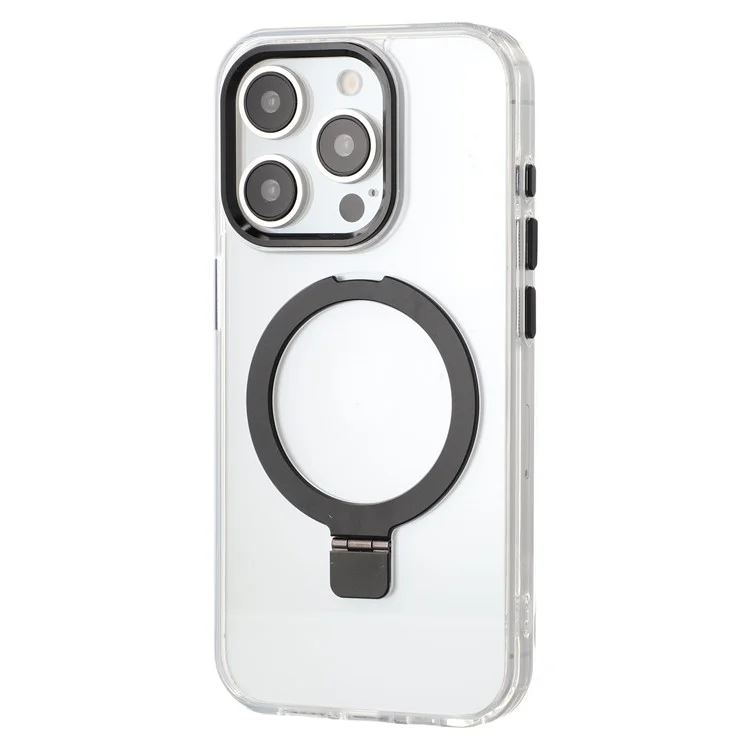 Чехол для iPhone 15 Pro совместимый с MagSafe, подставкой, ТПУ + ПК прозрачный чехол для телефона - Черный