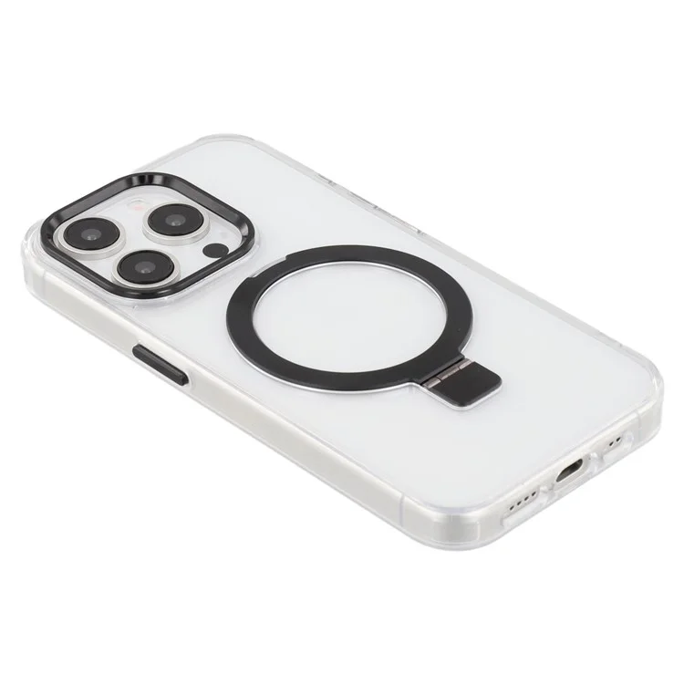 Чехол для iPhone 15 Pro совместимый с MagSafe, подставкой, ТПУ + ПК прозрачный чехол для телефона - Черный