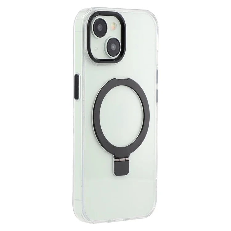 Custodia per iPhone 15 compatibile con MagSafe, supporto, TPU + PC, cover telefonica trasparente - Nero