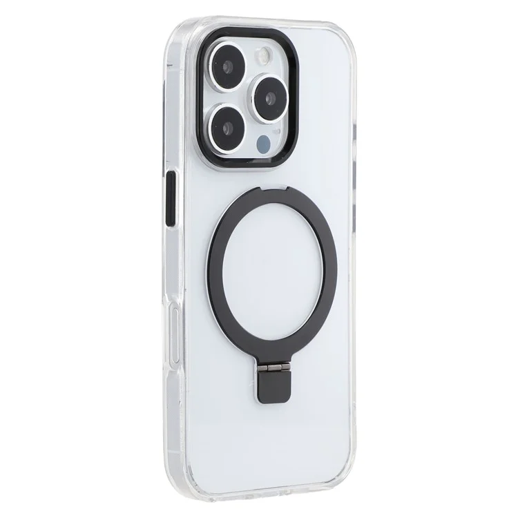 Чехол для iPhone 16 Pro Max совместимый с MagSafe, с подставкой, из TPU + прозрачного поликарбоната - черный