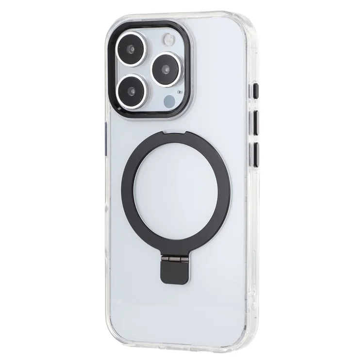 Чехол для iPhone 16 Pro Max совместимый с MagSafe, с подставкой, из TPU + прозрачного поликарбоната - черный