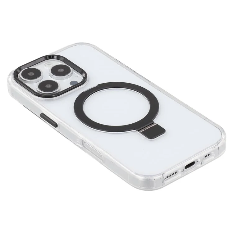 Чехол для iPhone 16 Pro Max совместимый с MagSafe, с подставкой, из TPU + прозрачного поликарбоната - черный