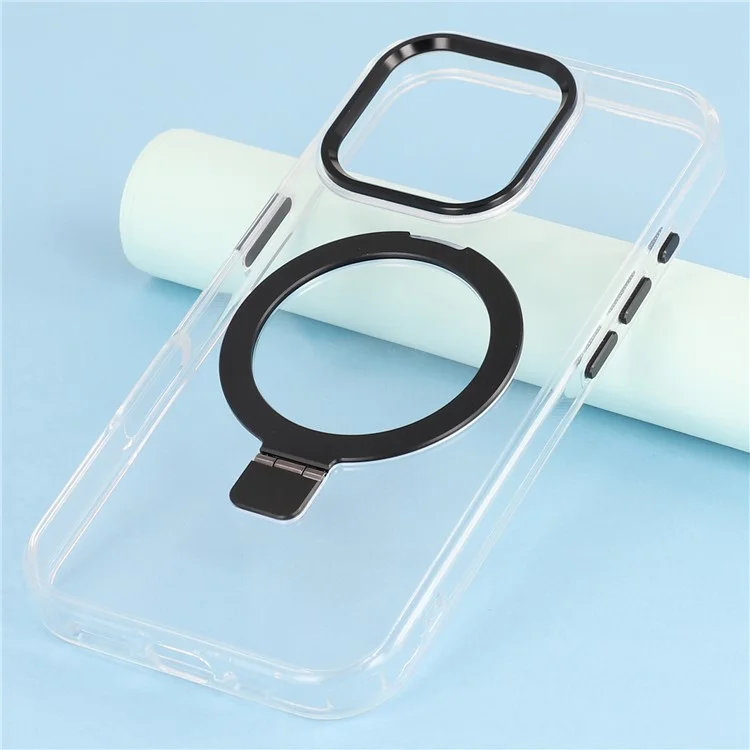 Чехол для iPhone 16 Pro Max совместимый с MagSafe, с подставкой, из TPU + прозрачного поликарбоната - черный