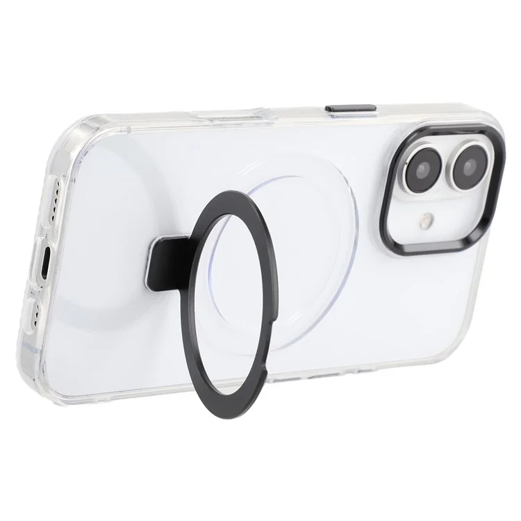 Чехол для iPhone 16, совместимый с MagSafe, с подставкой, из ТПУ + ПК, прозрачный - черный