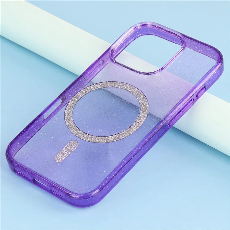 Coque iPhone 16 Pro compatible avec MagSafe 2.0mm PC + Étui téléphone pailleté TPU - Violet