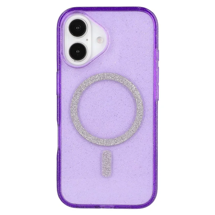 Coque pour iPhone 16 Plus compatible avec MagSafe 2.0mm PC + TPU Glitter Phone Cover - Violet