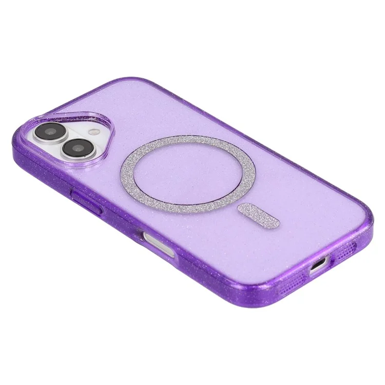 Coque pour iPhone 16 Plus compatible avec MagSafe 2.0mm PC + TPU Glitter Phone Cover - Violet