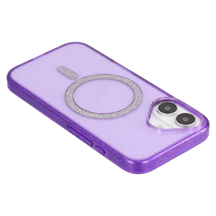 Coque pour iPhone 16 Plus compatible avec MagSafe 2.0mm PC + TPU Glitter Phone Cover - Violet