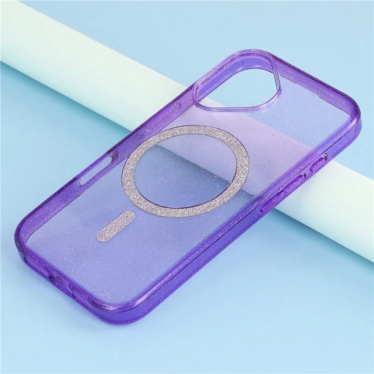 Coque pour iPhone 16 Plus compatible avec MagSafe 2.0mm PC + TPU Glitter Phone Cover - Violet