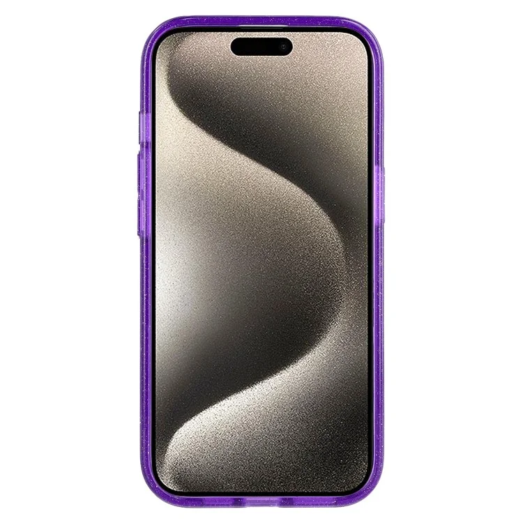 Coque pour iPhone 15 compatible avec MagSafe, en PC + TPU avec paillettes - Violet