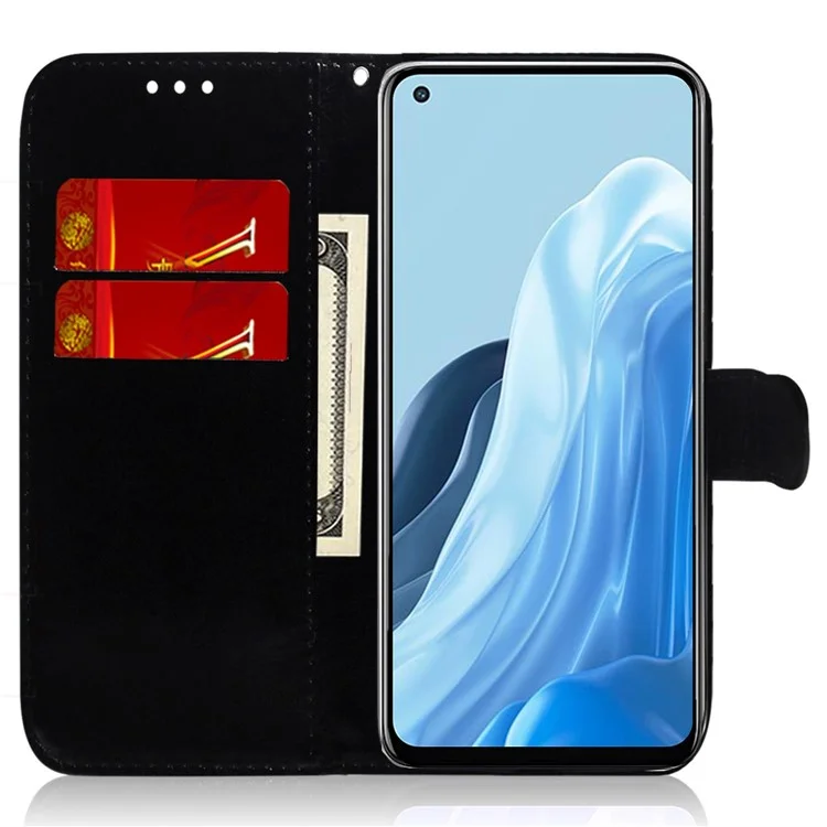 Pour Oppo Reno8 Pro 5G (version Globale) / Reno8 Pro + 5G PU Cuir Full Protection Full Flear Flower Patché du Portefeuille Portefeuille Shell Shell - le Noir
