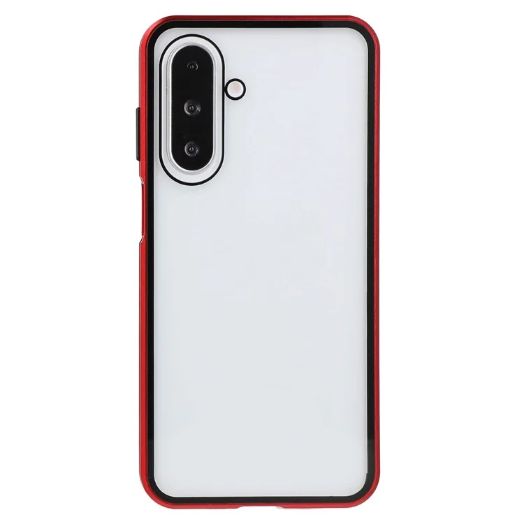 Capa para Samsung Galaxy A26 5G com vidro temperado de dupla face, magnética e transparente - Vermelho