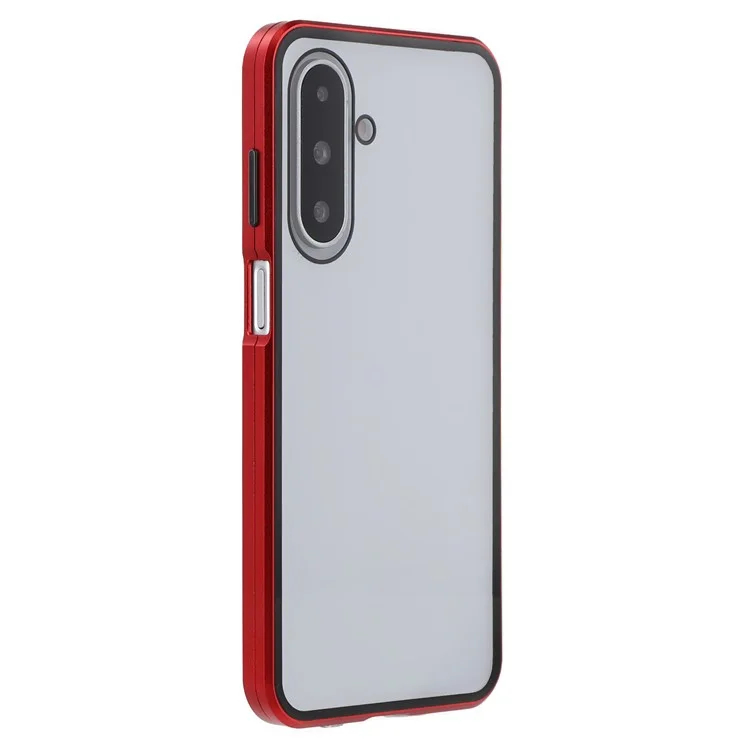 Capa para Samsung Galaxy A26 5G com vidro temperado de dupla face, magnética e transparente - Vermelho
