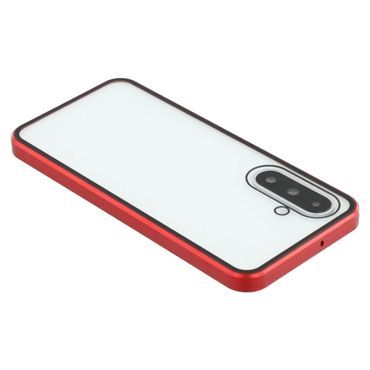 Capa para Samsung Galaxy A26 5G com vidro temperado de dupla face, magnética e transparente - Vermelho