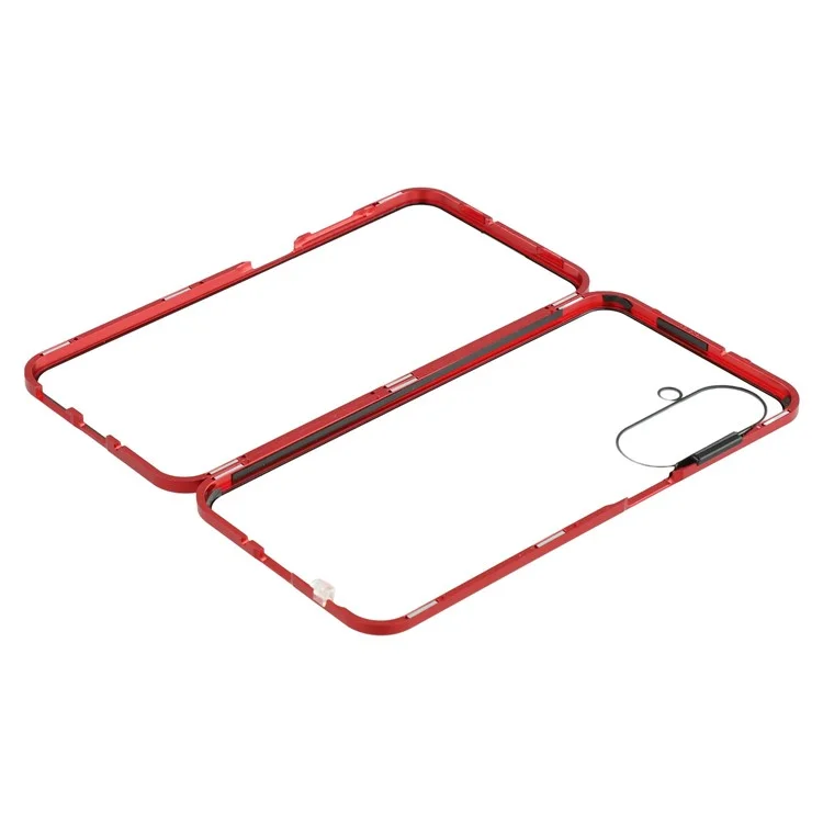 Capa para Samsung Galaxy A26 5G com vidro temperado de dupla face, magnética e transparente - Vermelho