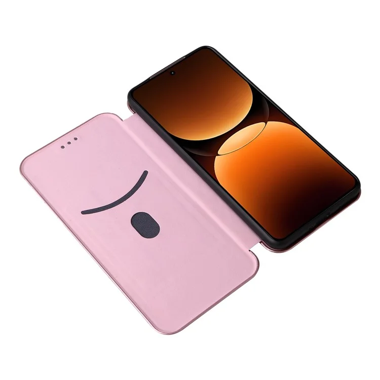 Coque pour Realme GT 7 Pro 5G, texture en fibre de carbone, résistante aux chutes, en cuir PU - Or rose