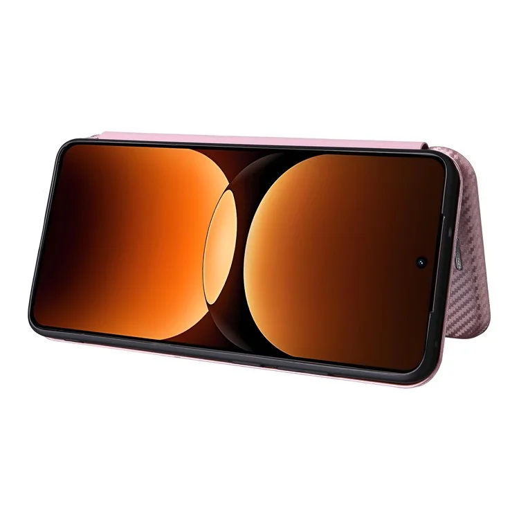Coque pour Realme GT 7 Pro 5G, texture en fibre de carbone, résistante aux chutes, en cuir PU - Or rose